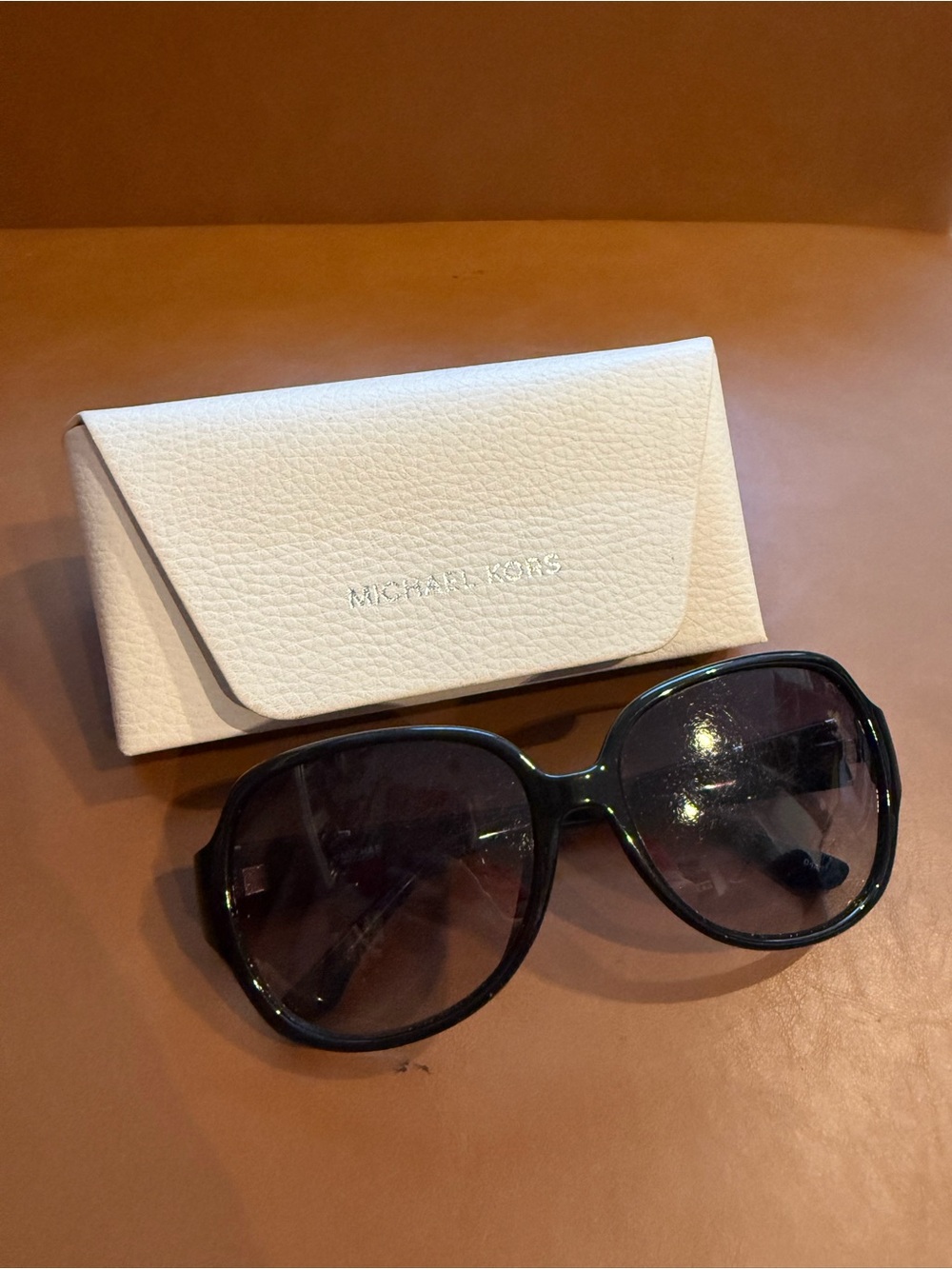 Michael Kors Women's Black Oversized Round Sunglasses